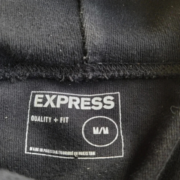 Express Quality+Fit Hoodie Men's Black White Logo Pull Over Hooded Sz M - Picture 4 of 8